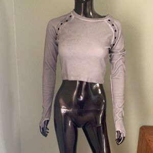 Dolls Kill Darker Wavs Tan Long Sleeve Crop Top, Size Medium, New With Tags